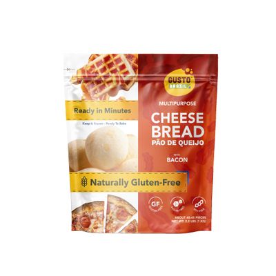 Gusto Brazil Gluten Free Bacon Cheese Bread Rolls, 2225g, 4045 Rolls Per Bag 8 Per Case