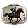 Brave Warrior and Horse Pill Box 2 Compartment Small Pill Case,Portable for Pocket Or Purse Pills Organizer Mini Pills Container Holder to Hold Vitamins, Medication, Fish Oil and Supplements view 1