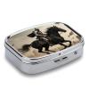 Brave Warrior and Horse Pill Box 2 Compartment Small Pill Case,Portable for Pocket Or Purse Pills Organizer Mini Pills Container Holder to Hold Vitamins, Medication, Fish Oil and Supplements view 3