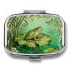 Frog Lotus Pad Pill Box 2 Compartment Small Pill Case,Portable for Pocket Or Purse Pills Organizer Mini Pills Container Holder to Hold Vitamins, Medication, Fish Oil and Supplements view 1