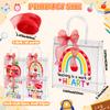 H1vojoxo Teacher Appreciation Gift Bags - 24PCS Teacher Gift Bags Bulk with Red DIY Ribbon 7.87x3.2x7.87Inch Teachers Clear PVC Gifts Bag with Handle Reusable PVC Thank You Gifts Wrap Bag for Teachers view 2