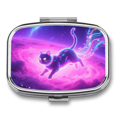 Vapor Cat Pill Box 2 Compartment Small Pill Case,Portable for Pocket Or Purse Pills Organizer Mini Pills Container Holder to Hold Vitamins, Medication, Fish Oil and Supplements