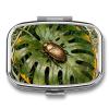 Beetle Monstera Leaf Pill Box 2 Compartment Small Pill Case,Portable for Pocket Or Purse Pills Organizer Mini Pills Container Holder to Hold Vitamins, Medication, Fish Oil and Supplements view 1