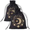 CREATCABIN 2Pcs 7.1 x 5.3 Inch Black Tarot Card Bag Velvet Drawstring Pouch Rectangle Moon Phase Pattern Small Protective Soft Storage Bags for Tarot Cards Crystals Jewelry Dices Gifts DIY Holder view 1
