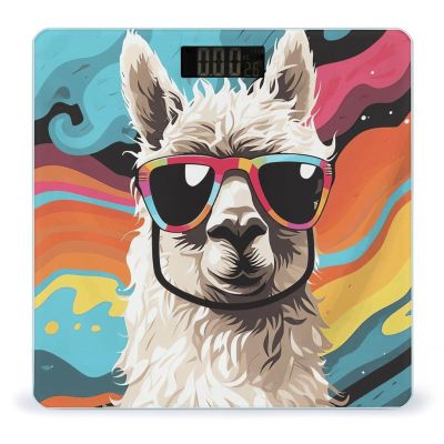 Alpaca Wearing Sunglasses Scale for Body Weight Sturdy Tempered Glass Weighing Scales with LCD Display Accurate Digital Bathroom Scale Convenient Body Fat Smart Scales Easy Read
