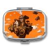 Steampunk Fantasy World Pill Box 2 Compartment Small Pill Case,Portable for Pocket Or Purse Pills Organizer Mini Pills Container Holder to Hold Vitamins, Medication, Fish Oil and Supplements view 1
