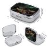 Poison Dart Frog on Leaves Pill Box 2 Compartment Small Pill Case,Portable for Pocket Or Purse Pills Organizer Mini Pills Container Holder to Hold Vitamins, Medication, Fish Oil and Supplements view 2