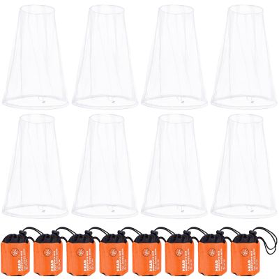 Wholelovein 8 Pack White Mosquito Covers Wearable Head Net Face Mesh Protecting Net Mosquito Fly Insects Bugs