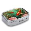 Koi Lotus Pool Pill Box 2 Compartment Small Pill Case,Portable for Pocket Or Purse Pills Organizer Mini Pills Container Holder to Hold Vitamins, Medication, Fish Oil and Supplements view 3
