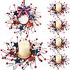 6 Pcs Patriotic Candle Rings Wreaths Small Red White Blue Star Berry Wreath for Front Door Porch Mini 4th of July Kitchen Cabinet Wreaths 4 inch Center for Pillar Independence Day Veterans Day Decor view 1