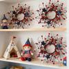6 Pcs Patriotic Candle Rings Wreaths Small Red White Blue Star Berry Wreath for Front Door Porch Mini 4th of July Kitchen Cabinet Wreaths 4 inch Center for Pillar Independence Day Veterans Day Decor view 3