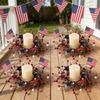 6 Pcs Patriotic Candle Rings Wreaths Small Red White Blue Star Berry Wreath for Front Door Porch Mini 4th of July Kitchen Cabinet Wreaths 4 inch Center for Pillar Independence Day Veterans Day Decor view 4