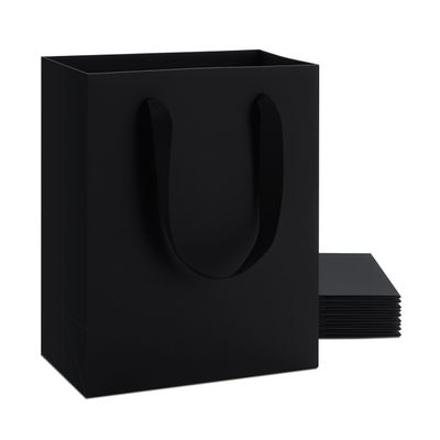 YACEYACE Black Gift Bags Medium, 10Pcs 8"x10" Medium Gift Bags, Black Kraft Paper Bag with Handles Bulk, Wrap Paper Bag for Birthday, Party, Retail