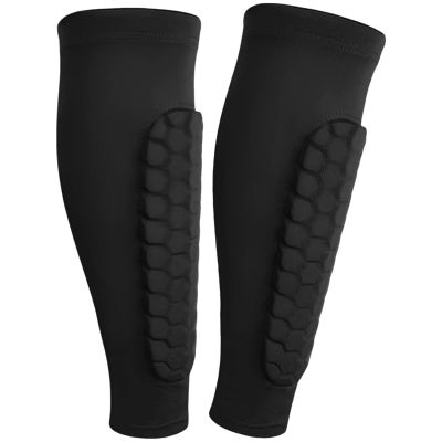 LUMINFLY Black Shin Sleeves, 2 Pcs Honeycomb Leg Protector, L Size for Football, Basketball, and Skateboarding, Anti-Collision Design