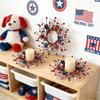 4 Pcs Patriotic Candle Rings Wreaths Red White Blue Star Mixed Berry Wreath Mini 4th of July Kitchen Cabinet Wreaths 4 inch Center Candle for Pillar Independence Day Veterans Day Memorial Day Decor view 2