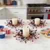4 Pcs Patriotic Candle Rings Wreaths Red White Blue Star Mixed Berry Wreath Mini 4th of July Kitchen Cabinet Wreaths 4 inch Center Candle for Pillar Independence Day Veterans Day Memorial Day Decor view 3
