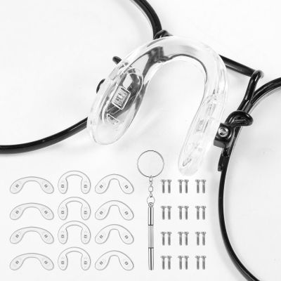 12 Pcs Nose Guards for Eyeglasses, Eyeglass Nose Pads Soft Cushion U Shaped Eyeglasses Noses Pads Silicone Screw-in Eyeglass Strap Saddle Bridge Silicone Nosepads for Glasses Repair, 3 Sizes
