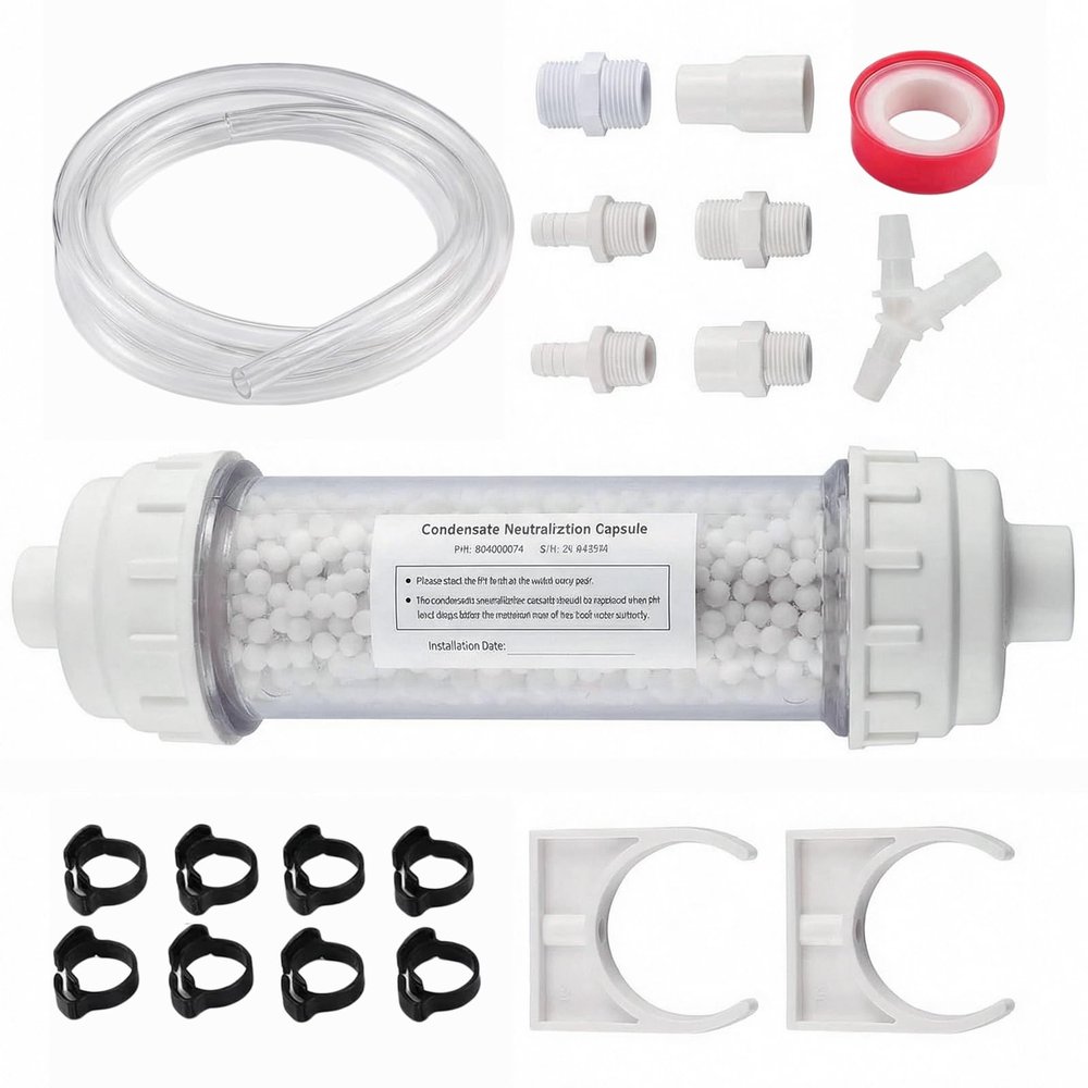 804000074 Condensate Neutralizer Kit Replacement,Prevent Pipe Damage | for High-Efficiency Boilers & Tankless Heaters, Acidic Condensate Neutralizer to Prevent Pipeline Corrosion