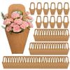 Flower Bags 100 Packs, Flower Bags for Bouquets, Kraft Paper Flower Gift Bags With Handle, Suitable for Flower Shops, Flower Bar, Weddings, Valentine's Day, Birthday Parties, Thanksgiving, Home Decoration (13.8 Inches) view 1