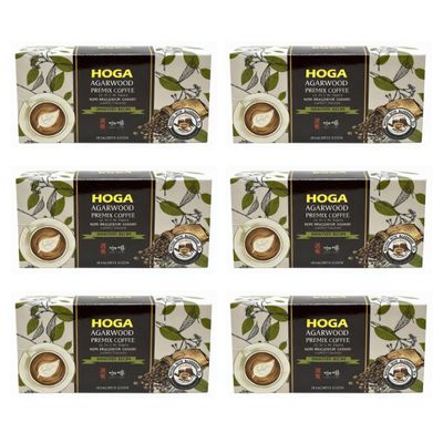 HOGA 2-in-1 Agarwood Coffee - 10 Sachets (25g) - Oud Aloeswood Eaglewood Healthy Instant Coffee (6 Boxes)