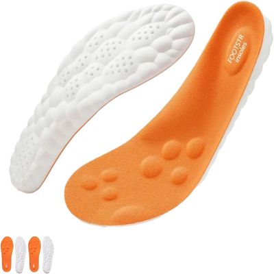 Footstr Insoles for Kids Youth 4D Cloud Insoles for Men & Women Arch Support Shock Absorption Relieve Foot Shock Absorption (2 Pair,Orange, 5Y-6Y)