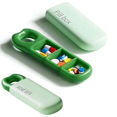 Medication Organizer Box with Push-Lock Lid - Compact Pill Case, Portable Medicine Storage for Travel, Home, or On-the-Go - Ideal for Daily Medication Management, Minimalist Design (Green)