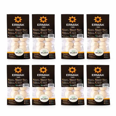 ERMAK Bio Kurt Classic 60 g 8 PACK, Traditional Uzbek taste, Qurut Kashk Kishk, includes Reusable Ziplock Storage Bag, Unipromax Bundle
