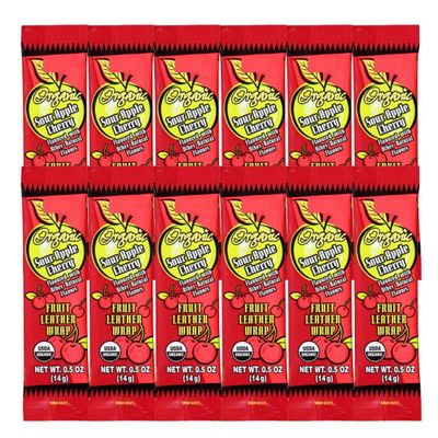 Organic Sour Apple Cherry Fruit Leather Wrap - 12 PACK (Sour Apple Cherry)