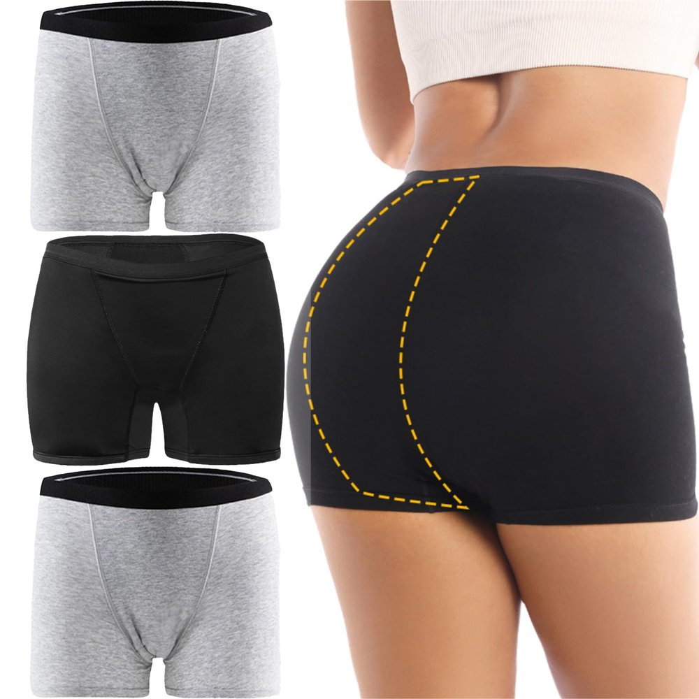 Leak-Proof Women's Bodyshorts for 60+ | 4-Layer Incontinence Protection | Holds Up to 4 OZ | 3-Pack Mix A | Plus Size 4X