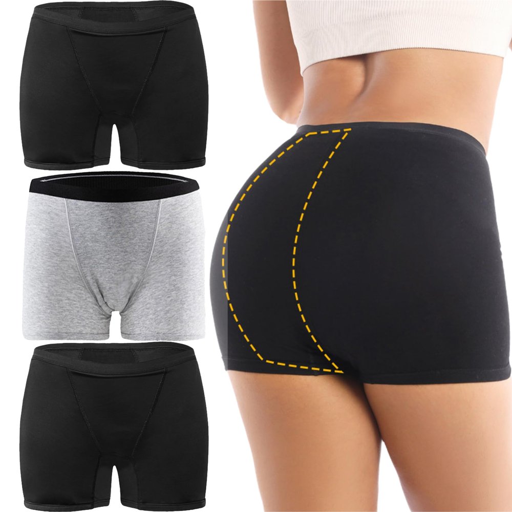 Leak-Proof Women's Bodyshorts for 60+ | 4-Layer Incontinence Protection | Holds Up to 4 OZ | 3-Pack Mix A | Plus Size 4X