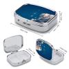 Navy Blue and Stars Pill Box 2 Compartments Portable Travel Pill Case Mini Medicine Organizer for Pocket Purse Metal Waterproof Medicine Container Holder Vitamin Fish Oil view 2