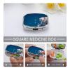 Navy Blue and Stars Pill Box 2 Compartments Portable Travel Pill Case Mini Medicine Organizer for Pocket Purse Metal Waterproof Medicine Container Holder Vitamin Fish Oil view 3