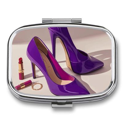 High Heels with Lipstick Pill Box 2 Compartments Portable Travel Pill Case Mini Medicine Organizer for Pocket Purse Metal Waterproof Medicine Container Holder Vitamin Fish Oil