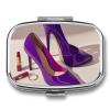 High Heels with Lipstick Pill Box 2 Compartments Portable Travel Pill Case Mini Medicine Organizer for Pocket Purse Metal Waterproof Medicine Container Holder Vitamin Fish Oil view 1