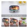 Sunrise Palm Tree Island Pill Box 2 Compartments Portable Travel Pill Case Mini Medicine Organizer for Pocket Purse Metal Waterproof Medicine Container Holder Vitamin Fish Oil view 3
