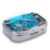Coral Fish Dolphins Pill Box 2 Compartments Portable Travel Pill Case Mini Medicine Organizer for Pocket Purse Metal Waterproof Medicine Container Holder Vitamin Fish Oil view 4