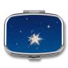 Navy Blue and Star Pill Box 2 Compartments Portable Travel Pill Case Mini Medicine Organizer for Pocket Purse Metal Waterproof Medicine Container Holder Vitamin Fish Oil view 1