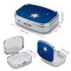 Navy Blue and Star Pill Box 2 Compartments Portable Travel Pill Case Mini Medicine Organizer for Pocket Purse Metal Waterproof Medicine Container Holder Vitamin Fish Oil view 2