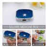 Navy Blue and Star Pill Box 2 Compartments Portable Travel Pill Case Mini Medicine Organizer for Pocket Purse Metal Waterproof Medicine Container Holder Vitamin Fish Oil view 3