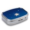 Navy Blue and Star Pill Box 2 Compartments Portable Travel Pill Case Mini Medicine Organizer for Pocket Purse Metal Waterproof Medicine Container Holder Vitamin Fish Oil view 4