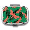 Moss Insect Wing Pill Box 2 Compartments Portable Travel Pill Case Mini Medicine Organizer for Pocket Purse Metal Waterproof Medicine Container Holder Vitamin Fish Oil view 1