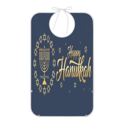 FULUHUAPIN Passover Candle Star Of David Adult Bibs with Crumb Catcher for Women Men Reusable Waterproof Feeding Bib,Washable Eating Bib Clothing Protector A23011723