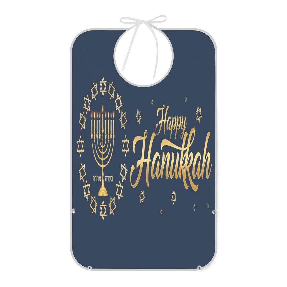 FULUHUAPIN Passover Candle Star Of David Adult Bibs with Crumb Catcher for Women Men Reusable Waterproof Feeding Bib,Washable Eating Bib Clothing Protector A23011723