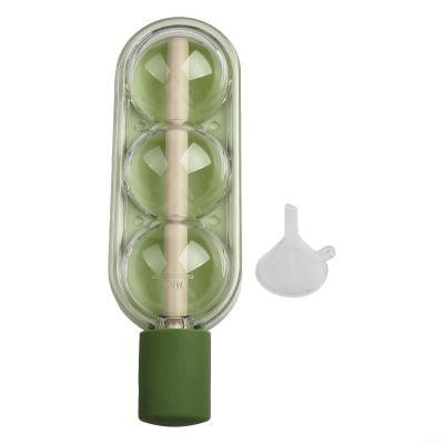 Explore Flavor Combinations Using the Handy Triple Balls Ice Cream For Mold Equipped with a Convenient Straw (green)
