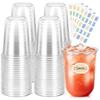 Etersky 100 Pack 16 oz Clear Disposable Plastic Cups with Sticker Designs view 1