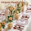cheerserve 350pcs Plastic Dinnerware Set,Clear and Red Disposable Plastic Plates for 50 Guests Include 100 Plastic Plates,150 Plastic Silverware Set,50 Cups and 50 Pre Rolled Napkins for Party,Wedding view 3