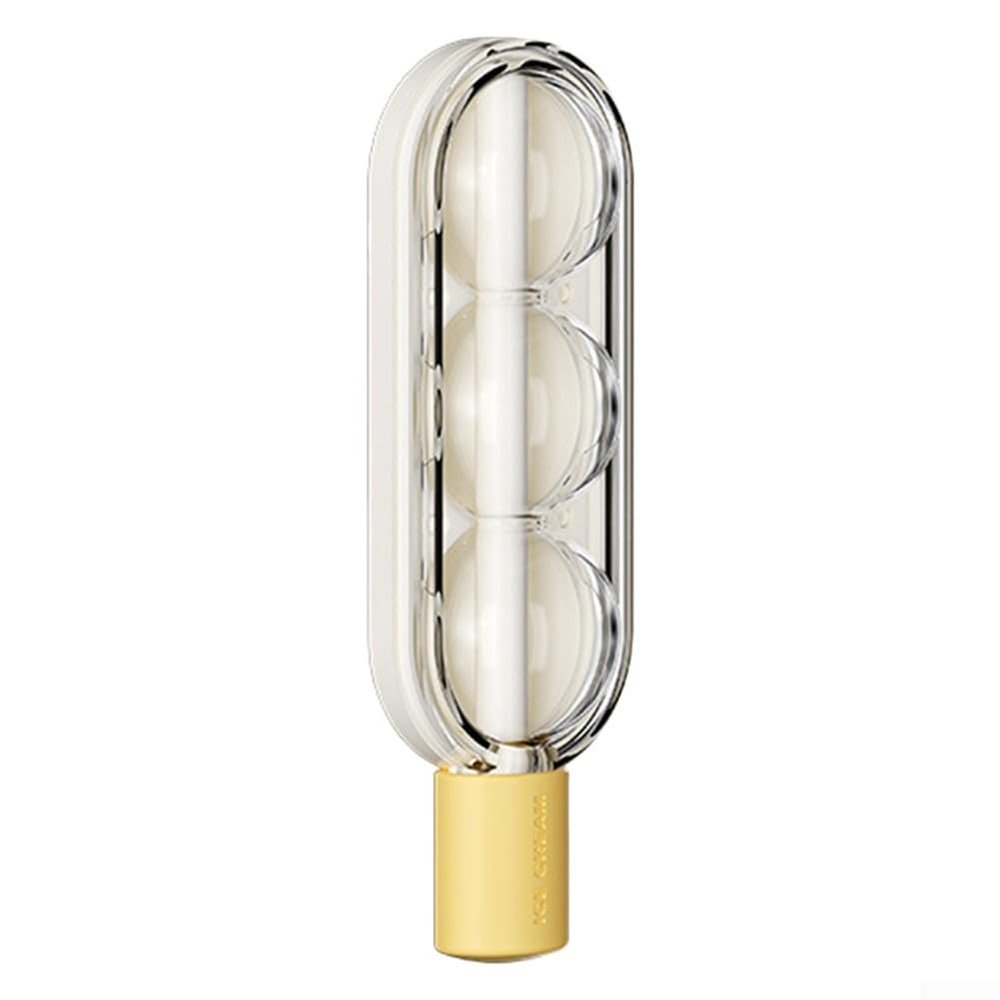 Explore Flavor Combinations Using the Handy Triple Balls Ice Cream For Mold Equipped with a Convenient Straw (Yellow)