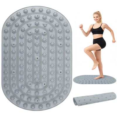 EaTubano Acupressure Foot Massage Mat - Portable Foldable Foot Massager Mat for Bathroom, Yoga, Outdoor Games, Office Standing Desk Pad, Relieve Foot Pain, Anti-Slip, 30 x 18 inch (Grey)