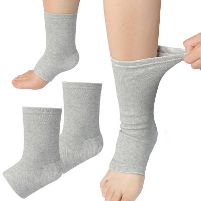 LLMSIX 2pcs Grey Ankle Supports Sleeves, Breathable Arch Support Foot Covers, Soft Ankle Support Socks for Men Women Running Travel Work(Grey, L)