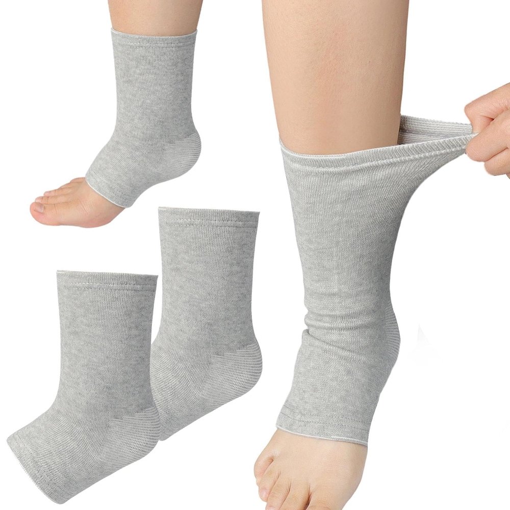 LLMSIX 2pcs Grey Ankle Supports Sleeves, Breathable Arch Support Foot Covers, Soft Ankle Support Socks for Men Women Running Travel Work(Grey, L)